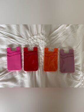 Amazon Silicone Stick-On Card Wallets - Pink, Red, Orange, Mauve
